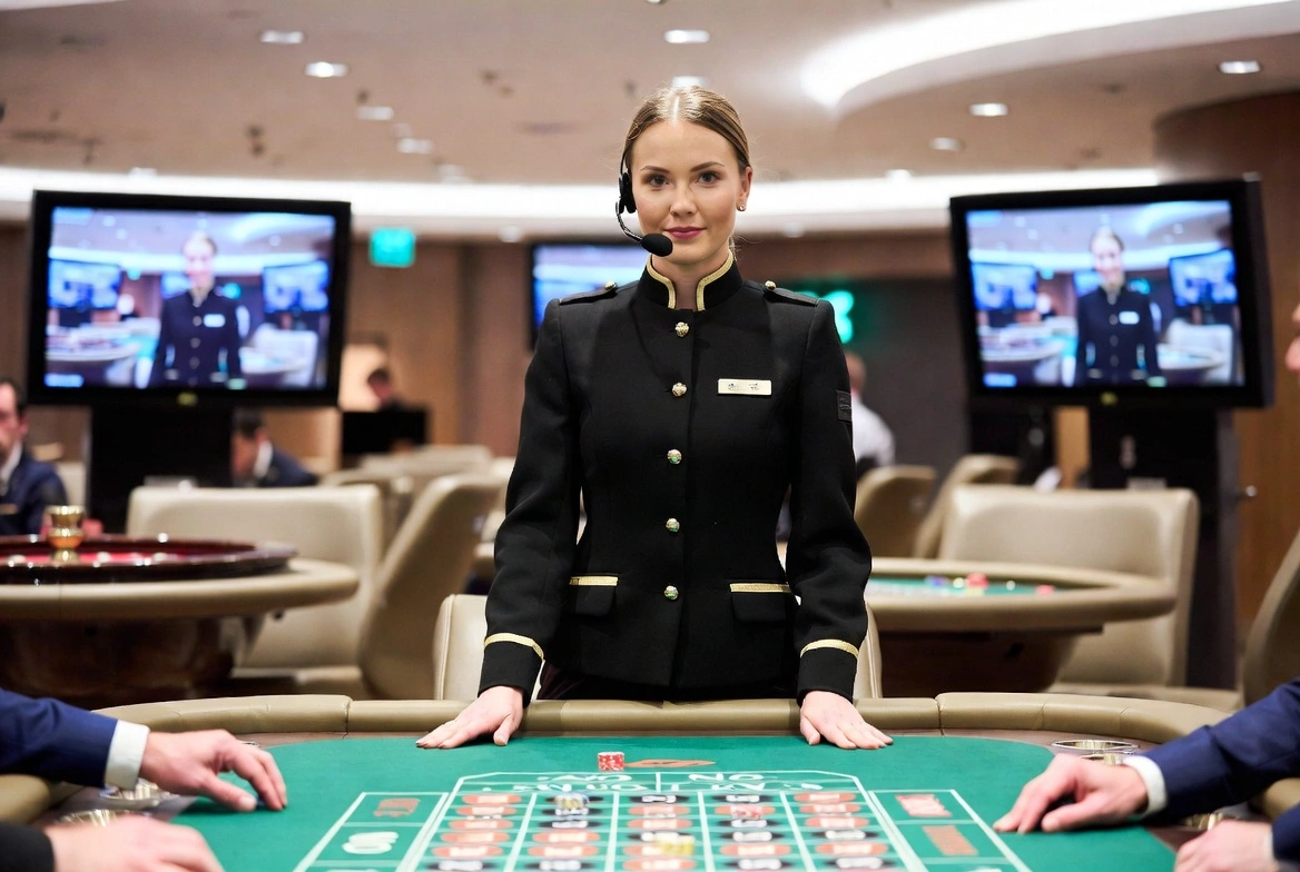 Live dealer ved roulettebord