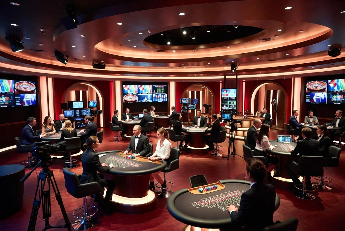 Live casino-studio med flere bord