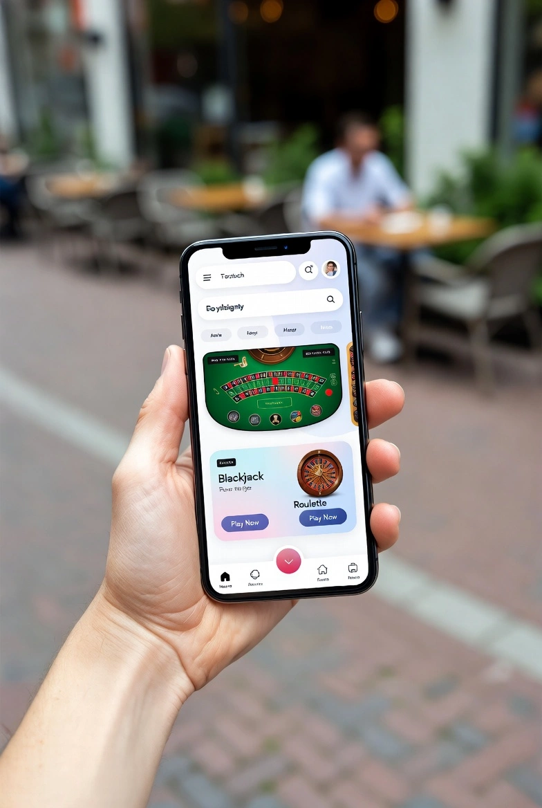 Mobiltelefon med kasinospill-app